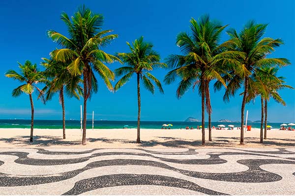 Una playa con palmeras en Brasil