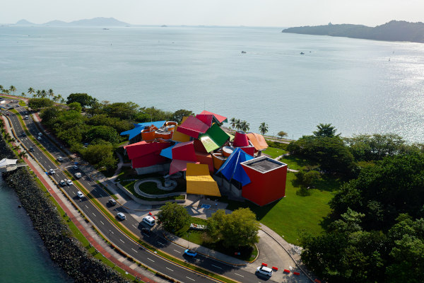 Vista aérea del Biomuseo, Ciudad de Panamá