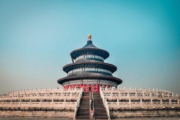 Construção do Templo do Céu, em Pequim, na China.