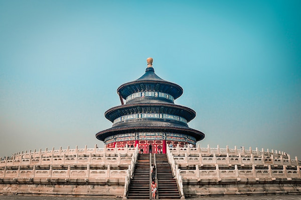 Construção do Templo do Céu, em Pequim, na China.