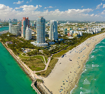 Vista panorámica de South Beach, en Miami