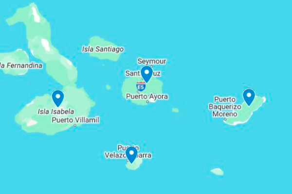 Mapa de las islas habitadas en las Islas Galápagos