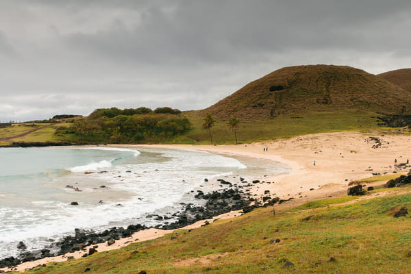 Playa de Anakena en la Isla de Pascua.