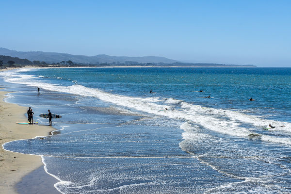 Grupo de surfistas en Half Moon Bay Beach