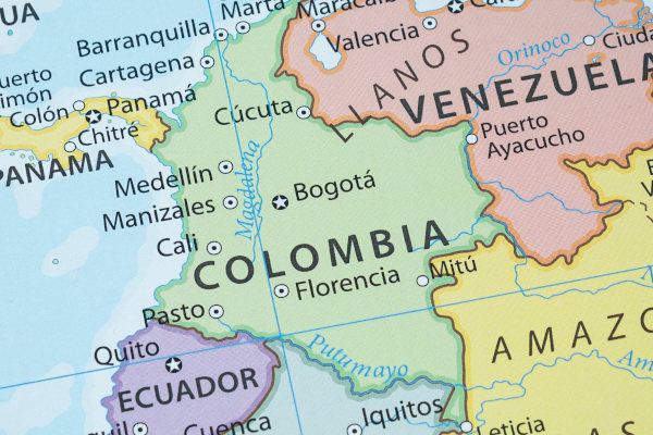 Mapa físico político de Colombia.