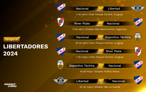 Fixture Nacional Copa Libertadores 2024